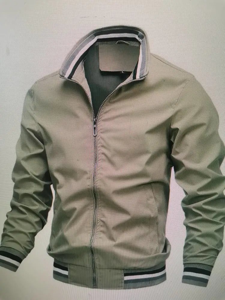 Vespa Jackets Zip-up bomber jacket with striped ribbed cuffs and hem — army green