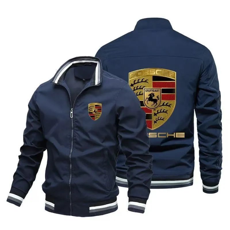 Vespa Jackets Zip-up bomber jacket with striped ribbed cuffs and hem — Navy Blue 12