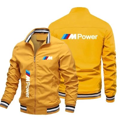 Vespa Jackets Zip-up bomber jacket with striped ribbed cuffs and hem — Custom 14 yellow