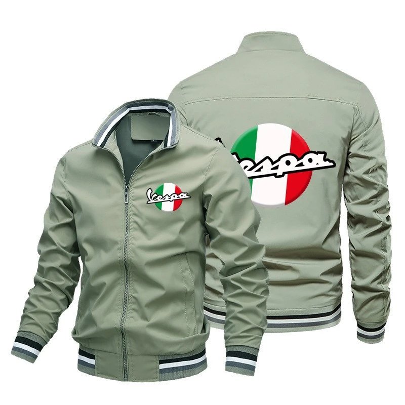 Vespa Jackets Zip-up bomber jacket with striped ribbed cuffs and hem image 4