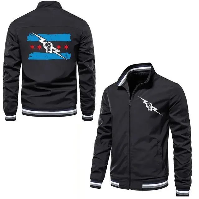 Vespa Jackets Zip-up bomber jacket with striped ribbed cuffs and hem — Black Custom 3