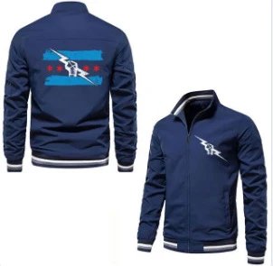 Vespa Jackets Zip-up bomber jacket with striped ribbed cuffs and hem — 12 Navy blue custom