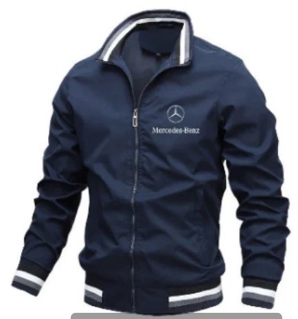 Vespa Jackets Zip-up bomber jacket with striped ribbed cuffs and hem — Navy blue custom 786