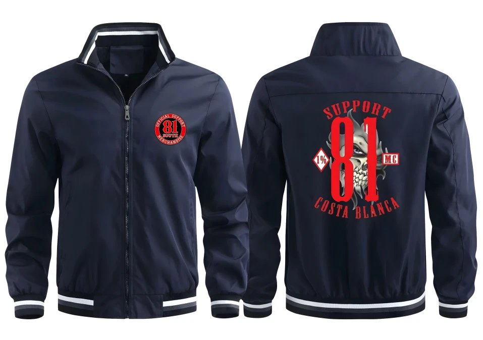 Vespa Jackets Zip-up bomber jacket with striped ribbed cuffs and hem — Customized 28 Navy