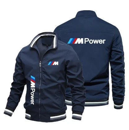 Vespa Jackets Zip-up bomber jacket with striped ribbed cuffs and hem — 16 Navy Blue