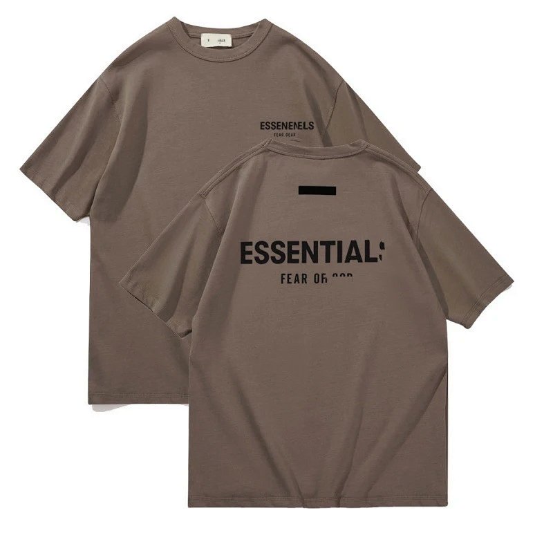 Exclusive Spring Deal 100% Cotton American ESS Short Sleeve FOG High Street T-Shirt Double Line Flocking Letter Tee