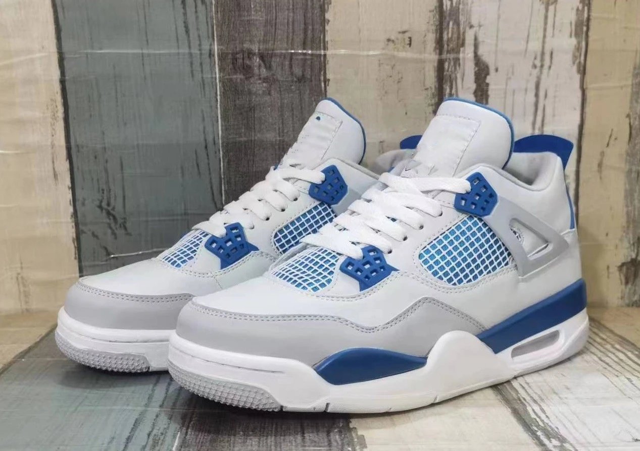 AJ4 - White/Gray/Blue