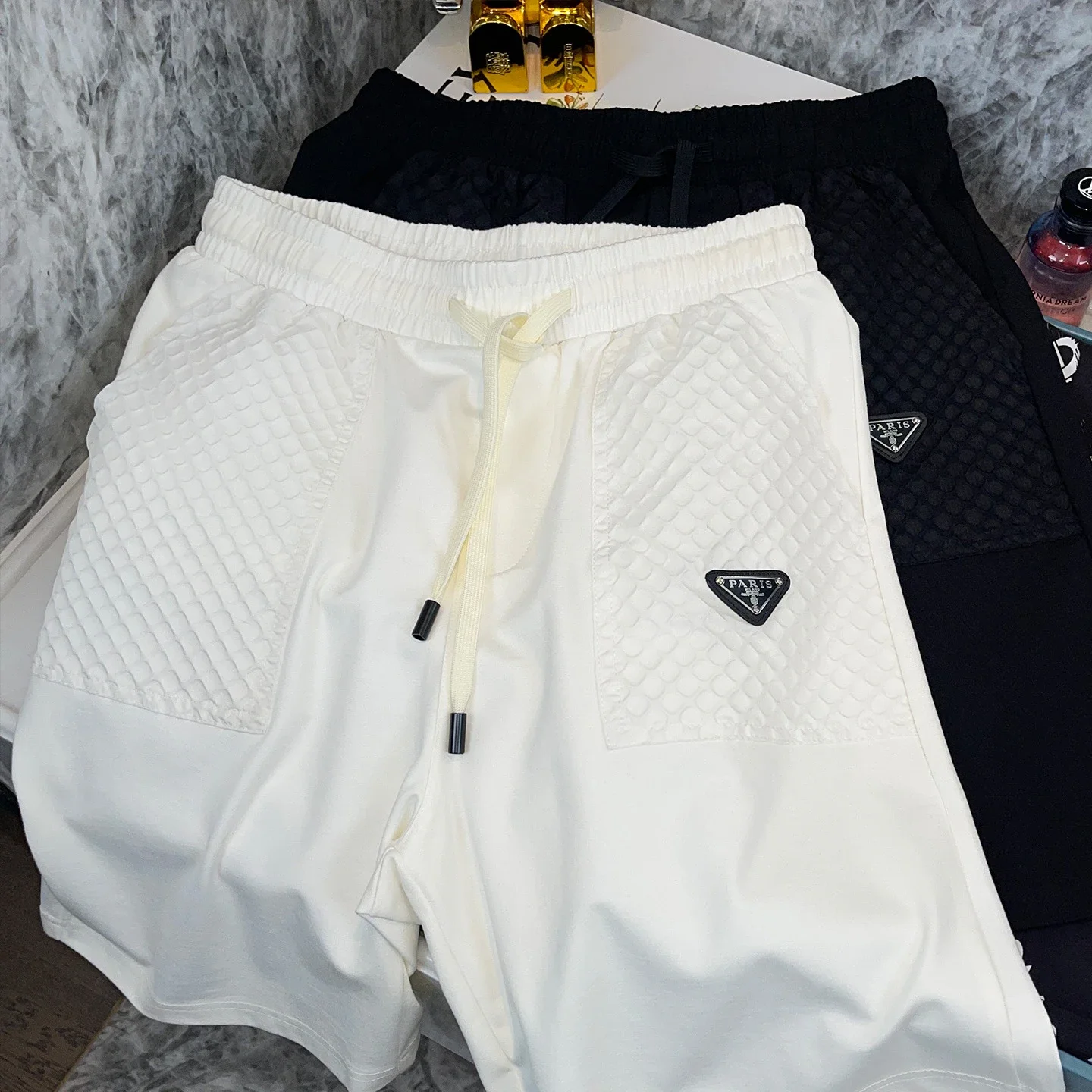 Prada-style casual athletic shorts