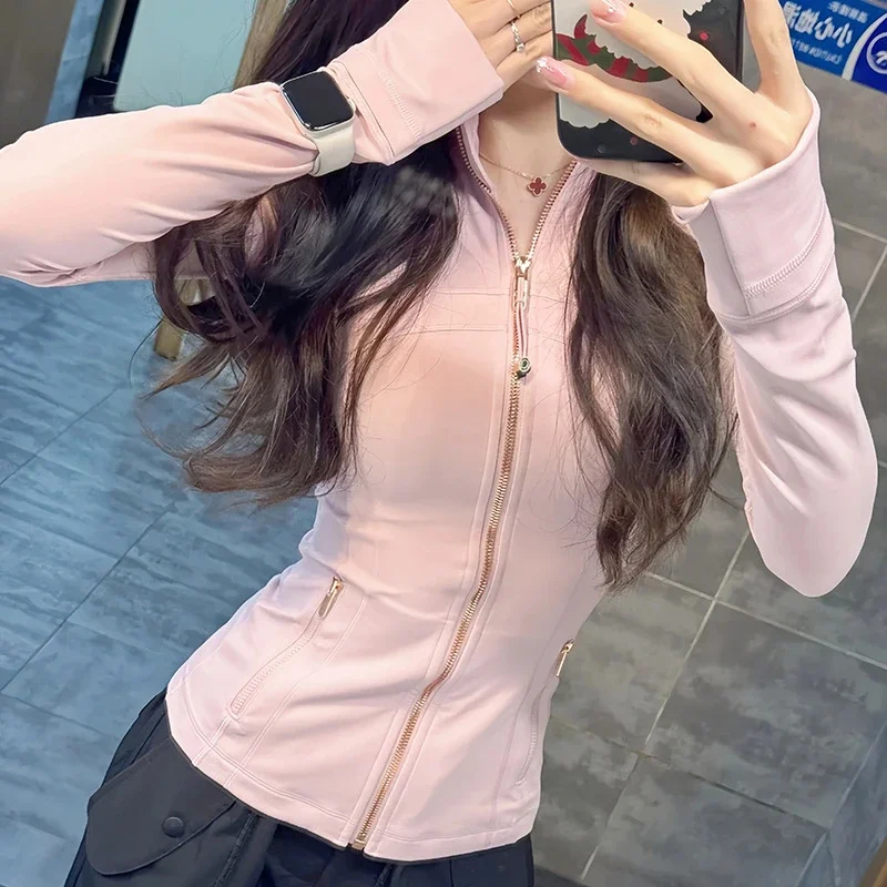 Stand Collar Gold Zipper Slim Fit Sports Jacket