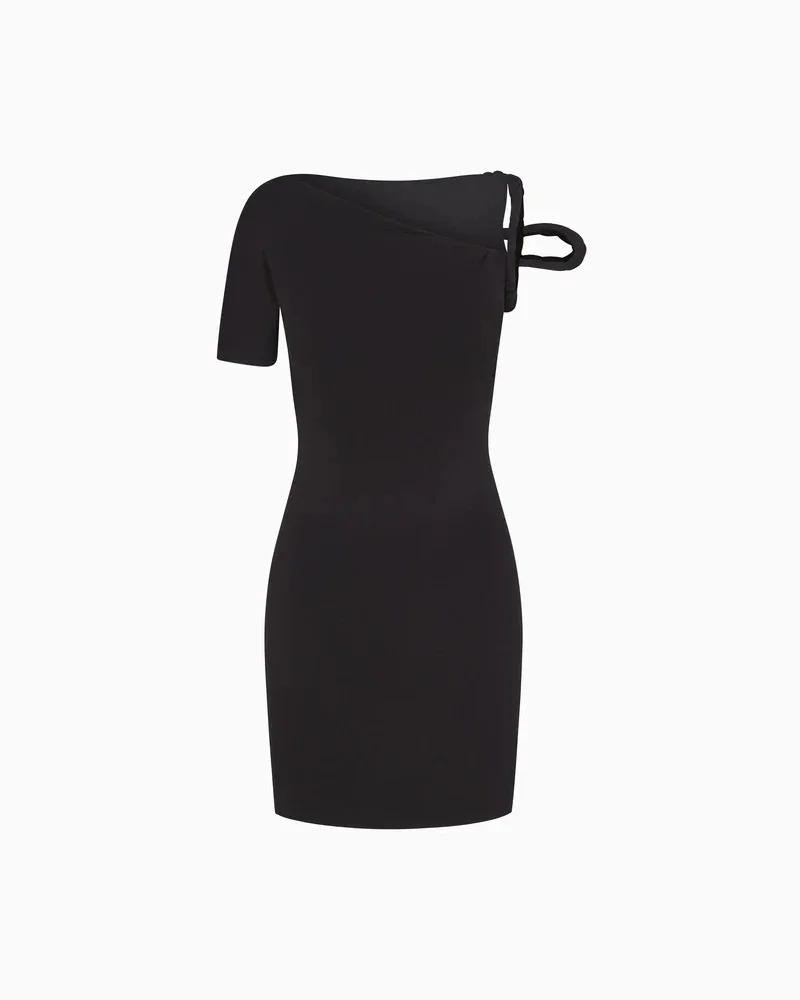 One Shoulder Twist Cutout Short Sleeve Bodycon Mini Dress
