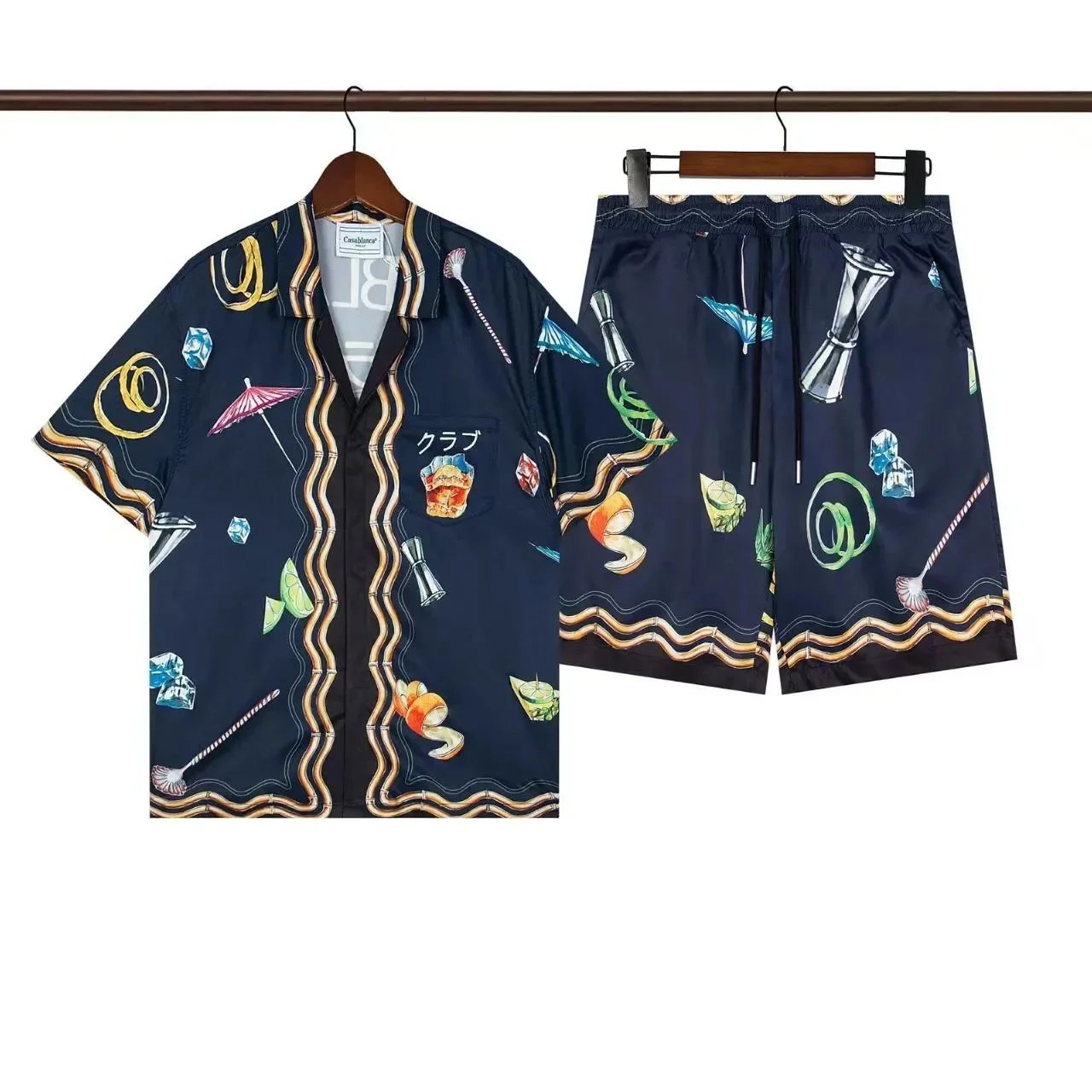 Design Patterned Green and White Short-Sleeve Pajama Set - 11