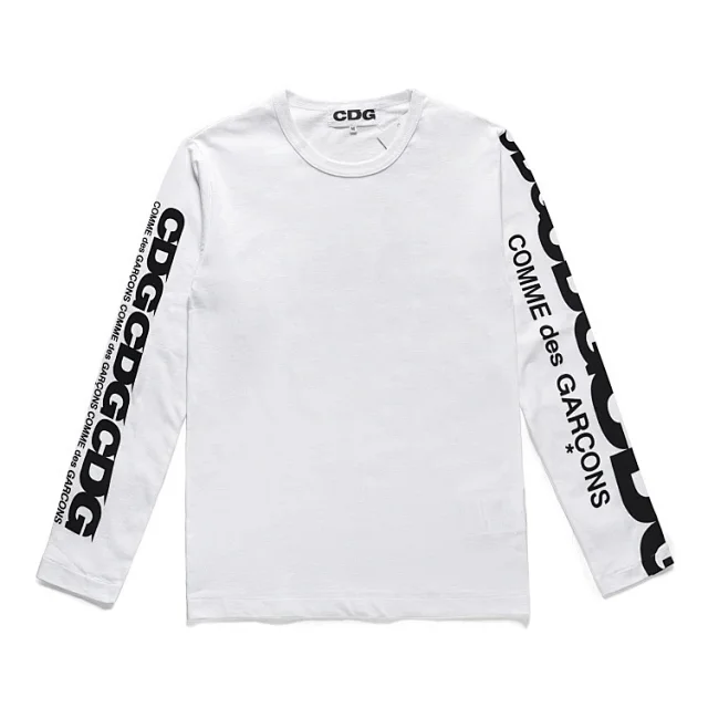 Comme des Garçons T-Shirts Long-sleeve T-shirt with logo sleeve print product detail image 1