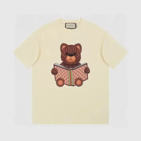 Gucci Bear Reading Book Print Beige T-Shirt - 1