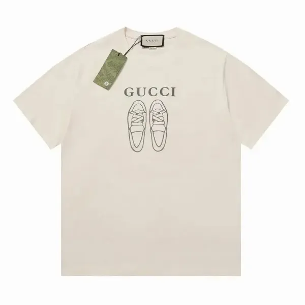 Gucci Shoe Print Graphic T-Shirt Beige - 1