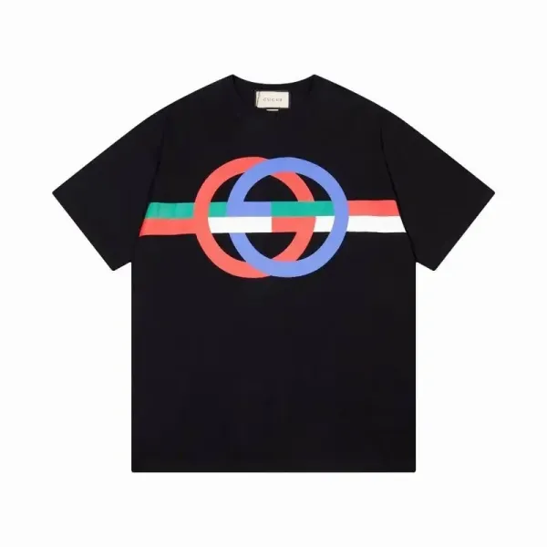 Gucci Interlocking G Logo Multicolor Stripe T-Shirt - 1