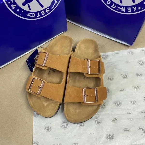Birkenstock Arizona Suede Tan Sandals - 1