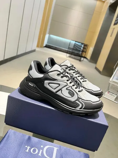 Dior B23 Low White Black Gray Sneakers - 1