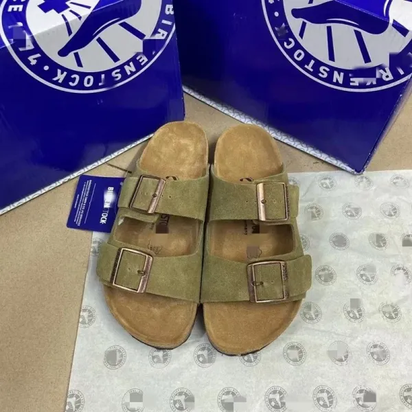 Birkenstock Arizona Olive Suede Sandals - 1