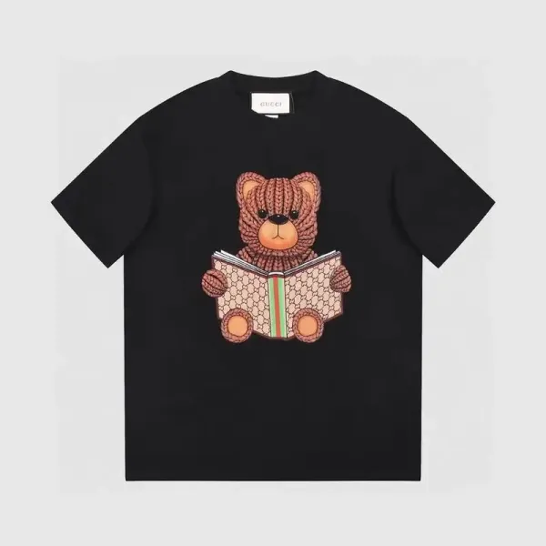 Gucci Bear Reading Book Print Black T-Shirt - 1