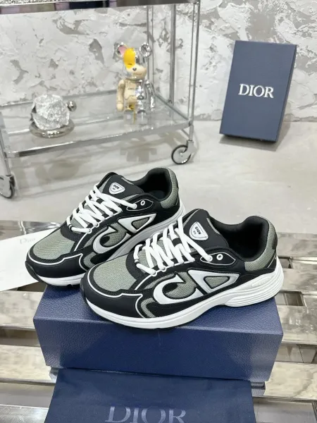 Dior B23 Low Black Gray White Sneakers - 1