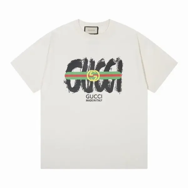Gucci Graffiti Logo Print Off-White T-Shirt - 1
