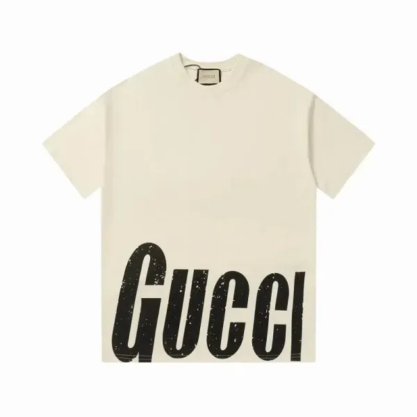 Gucci Oversized Logo Print Beige T-Shirt - 1