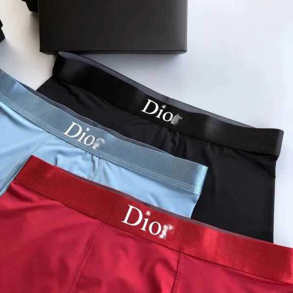 Dior Logo Waistband Boxer Briefs Set in Black, Blue, and Red - 8