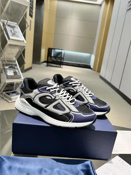 Dior B23 Low Top Sneakers Navy Blue Black White Sneakers - 1