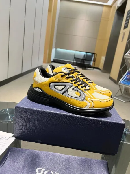 Dior B23 Yellow Mesh Sneakers - 1