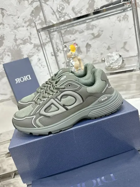 Dior B23 Low Gray Green Chunky Sneakers - 1