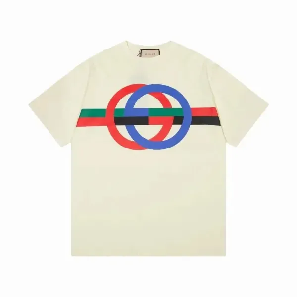 Gucci Interlocking G Logo Print Beige T-Shirt - 1