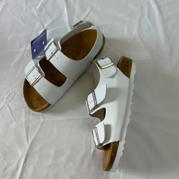 Birkenstock Arizona White Leather Sandals - 1
