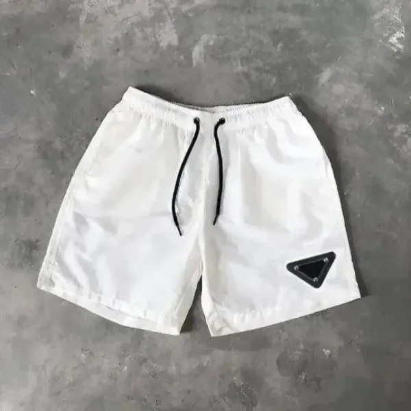 Prada Triangle Logo White Nylon Shorts - 1
