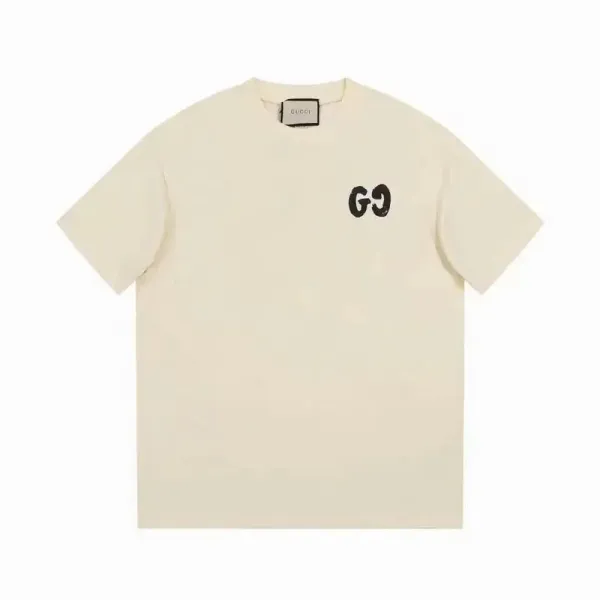 Gucci GG Logo Print Beige T-Shirt - 1