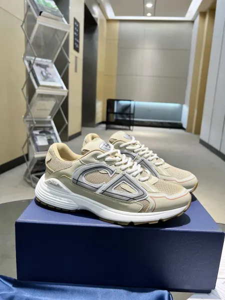 Dior B23 Beige Mesh Chunky Sneakers - 1