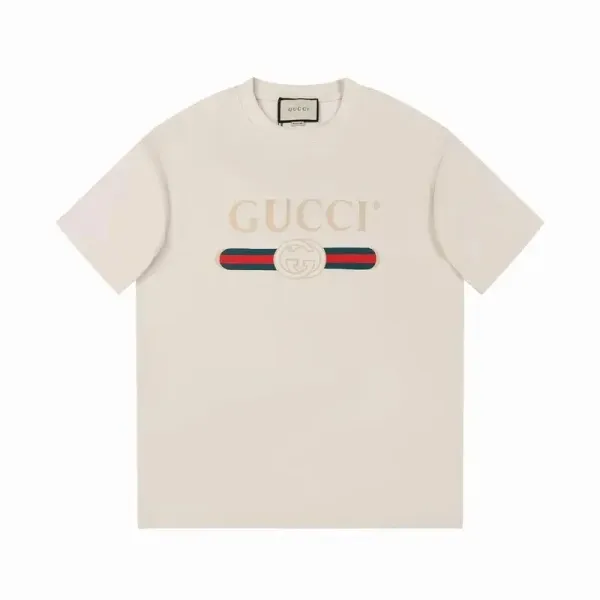 Gucci Web Stripe Logo T-Shirt Beige - 1