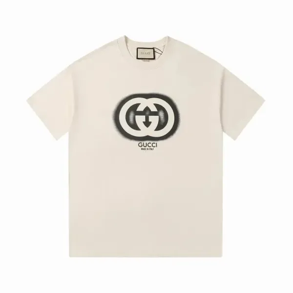 Gucci GG Spray-Paint Logo Beige T-Shirt - 1