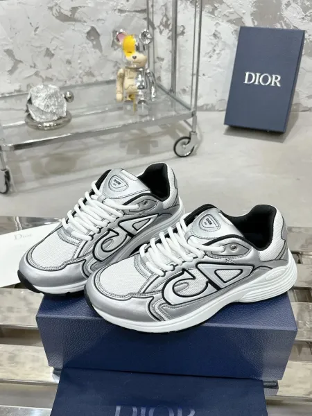 Dior B23 Silver Metallic Sneakers - 1