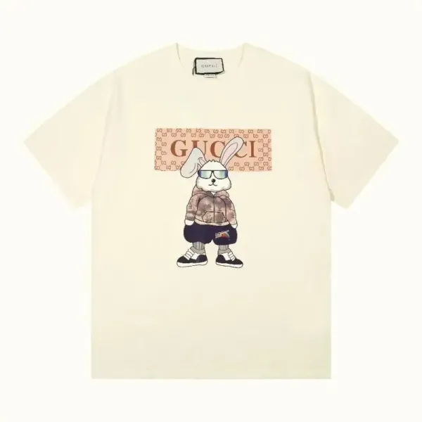 Gucci Rabbit Graphic Print Beige T-Shirt - 1