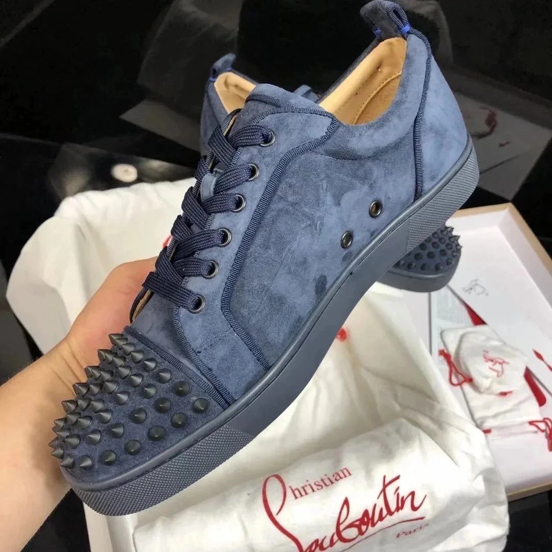 Christian Louboutin Louis Junior Spikes Navy Blue Sneakers - 5