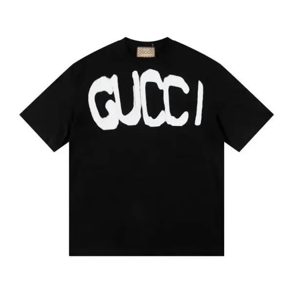 Gucci Oversized Logo Print Black T-Shirt - 1