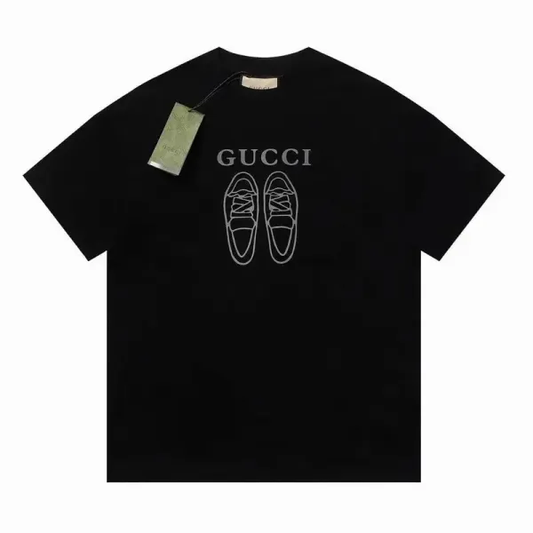 Gucci Shoe Outline Print Black T-Shirt - 1