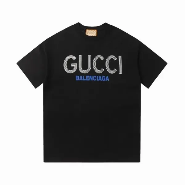 Gucci x Balenciaga Logo Print Black T-Shirt - 1