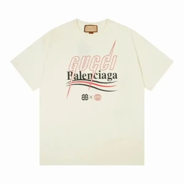 Gucci x Balenciaga Lightning Logo T-Shirt Beige - 1