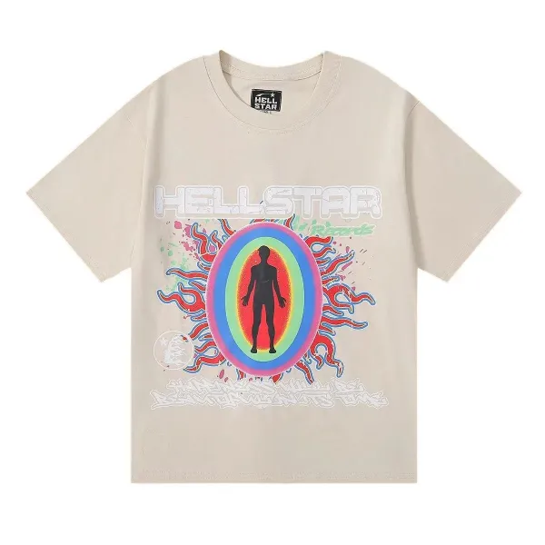 Hellstar Records Psychedelic Silhouette Beige T-Shirt - 1
