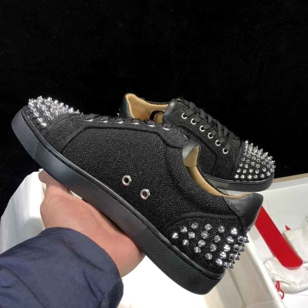 Christian Louboutin Louis Junior Spikes Navy Blue Sneakers - 11