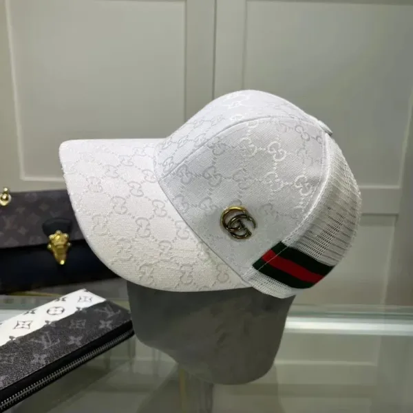 Gucci GG Marmont Monogram White Baseball Cap - 1