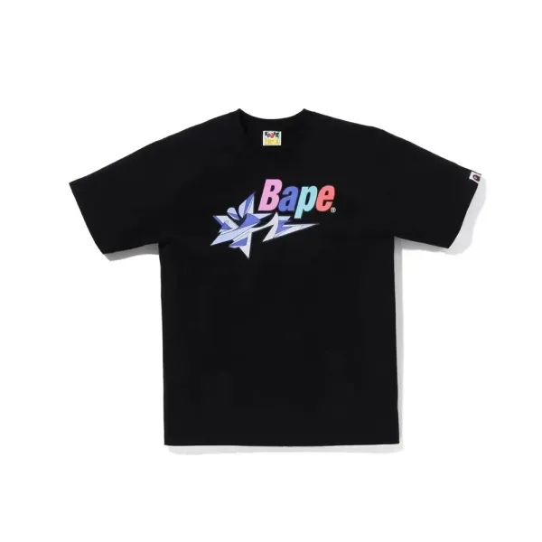 A Bathing Ape Bape Sta Logo Multicolor Black T-Shirt - 1