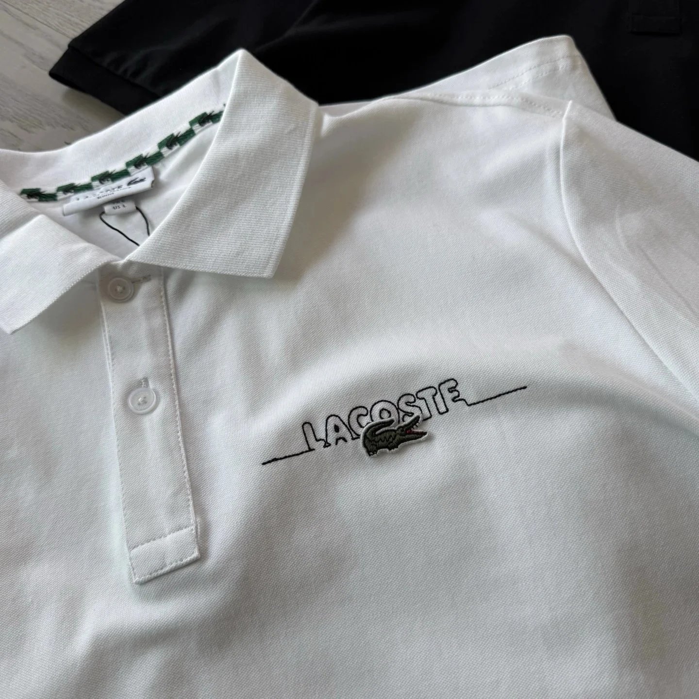 Lacoste Logo-Embroidered Black Polo - 10