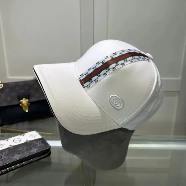 Gucci Web Stripe Monogram Baseball Cap White - 1